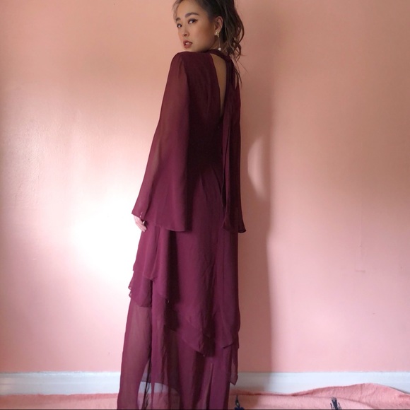 C/MEO Collective Wine Tiered Maxi Dress - Picture 2 of 4